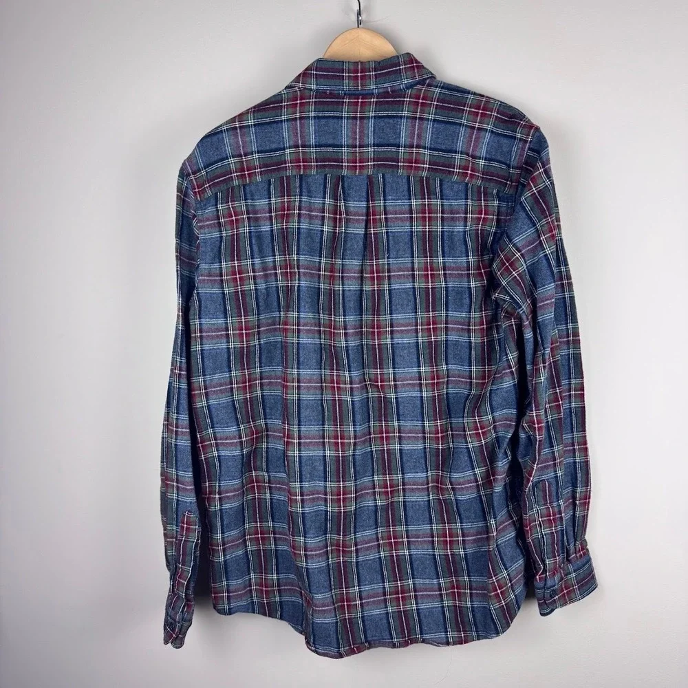 L.L. Bean Traditional Fit Gray‎ Plaid Flannel Shirt Mens Medium